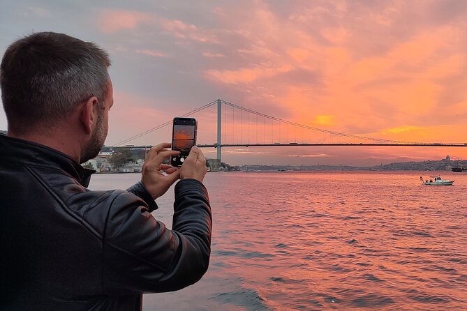 Escape the Crowds: Relaxing Sunset Cruise for 35 Guests or Less - Ortaköy and the Bosphorus Bridge feet: where the city feels split