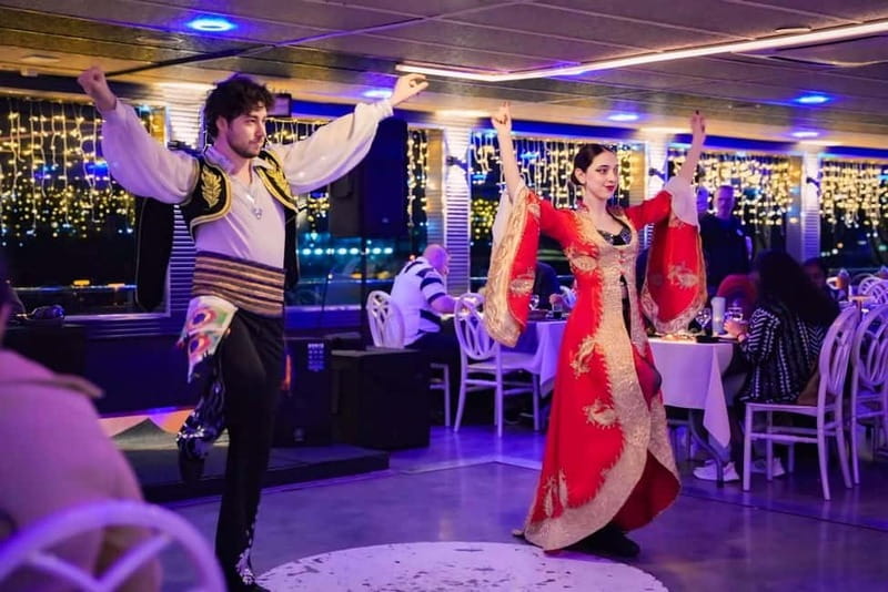 Istanbul: Bosphorus Cruise Dinner, Show & Alcoholic Drinks - The buffet-style dinner: mezes, hot starter, main choice, then baklava