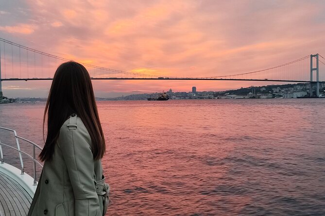 Istanbul Bosphorus Sunset Cruise with Wine on a Luxury Yacht - Ortaköy and the Bosphorus Bridge view: skyline drama in minutes