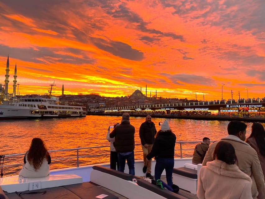 Istanbul: Bosphorus Sunset Yacht Cruise with Live Guide - Golden Horn, Galata Bridge, and Galataport: ending with city energy