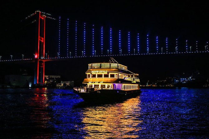Istanbul Dinner Cruise Entertaintment with Private Tables - City Views: Bridges, Palaces, and Bosphorus Night Lights