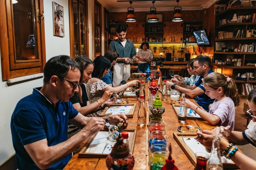 Istanbul:Original Turkish Mosaic Lamp Workshop w/ Snacks - Picking stones and beads for a personal lamp design