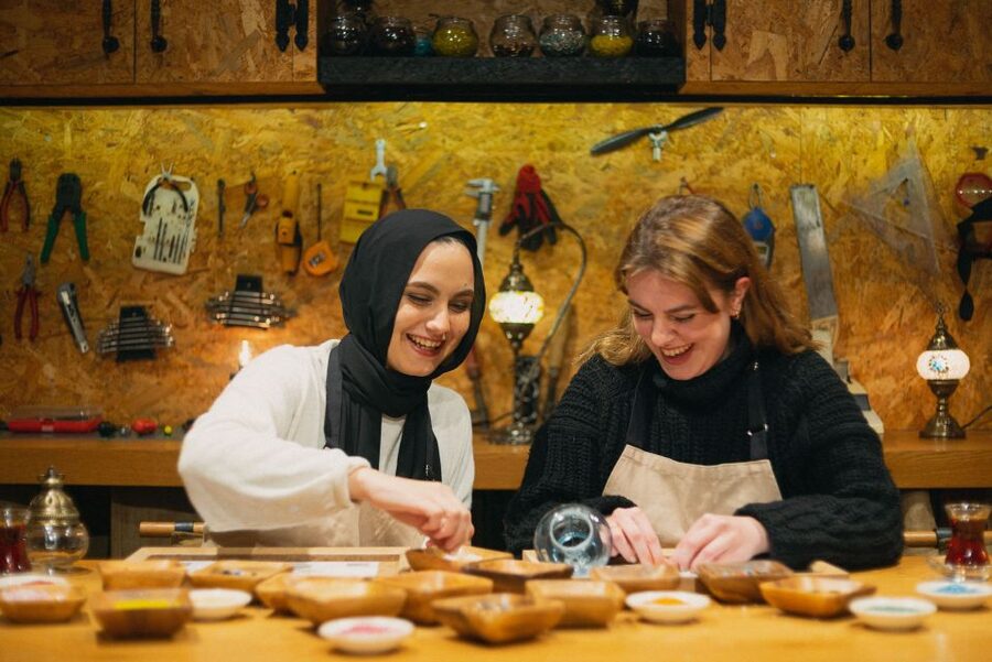 Istanbul:Original Turkish Mosaic Lamp Workshop w/ Snacks - Tea, cookies, and Istanbul stories while your globe dries