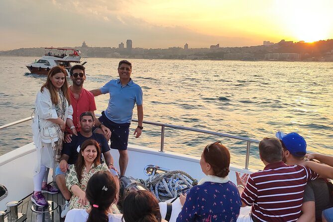 Istanbul Sunset Cruise on Luxury Yacht - Guided Group Cruise - Ortaköy bazaar energy, Büyük Mecidiye Mosque, and the Bosphorus Bridge
